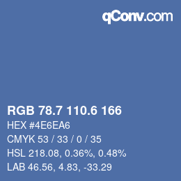 カラーコード: RGB 78.7 110.6 166 | qconv.com