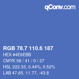 カラーコード: RGB 78.7 110.6 187 | qconv.com