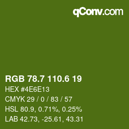 カラーコード: RGB 78.7 110.6 19 | qconv.com