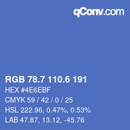 カラーコード: RGB 78.7 110.6 191 | qconv.com