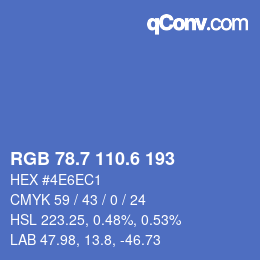 カラーコード: RGB 78.7 110.6 193 | qconv.com