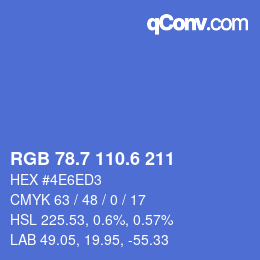 カラーコード: RGB 78.7 110.6 211 | qconv.com