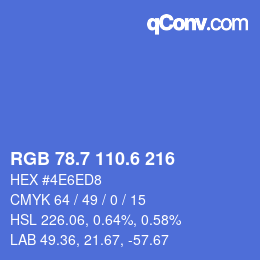 カラーコード: RGB 78.7 110.6 216 | qconv.com