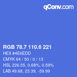 カラーコード: RGB 78.7 110.6 221 | qconv.com