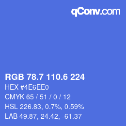 カラーコード: RGB 78.7 110.6 224 | qconv.com