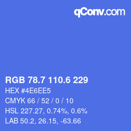 カラーコード: RGB 78.7 110.6 229 | qconv.com