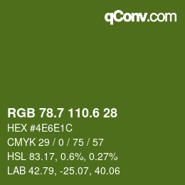 カラーコード: RGB 78.7 110.6 28 | qconv.com