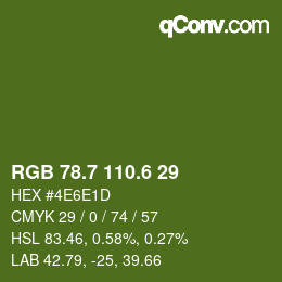 カラーコード: RGB 78.7 110.6 29 | qconv.com