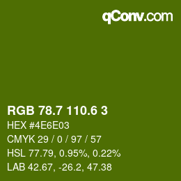カラーコード: RGB 78.7 110.6 3 | qconv.com