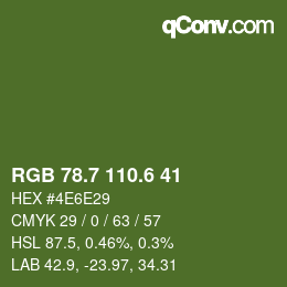 カラーコード: RGB 78.7 110.6 41 | qconv.com