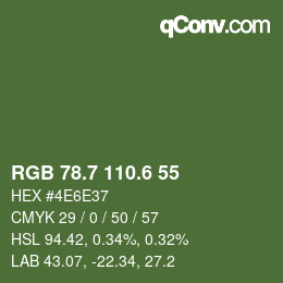 カラーコード: RGB 78.7 110.6 55 | qconv.com