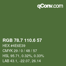 カラーコード: RGB 78.7 110.6 57 | qconv.com