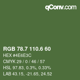 カラーコード: RGB 78.7 110.6 60 | qconv.com