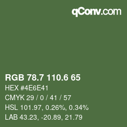 カラーコード: RGB 78.7 110.6 65 | qconv.com