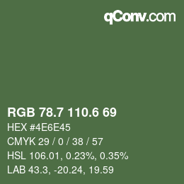 カラーコード: RGB 78.7 110.6 69 | qconv.com