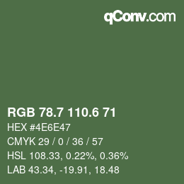 カラーコード: RGB 78.7 110.6 71 | qconv.com