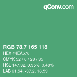カラーコード: RGB 78.7 165 118 | qconv.com