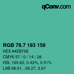 カラーコード: RGB 78.7 183 158 | qconv.com