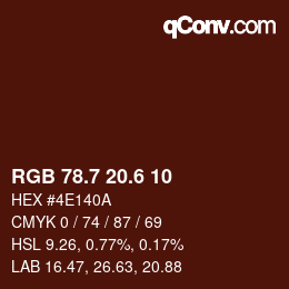 カラーコード: RGB 78.7 20.6 10 | qconv.com