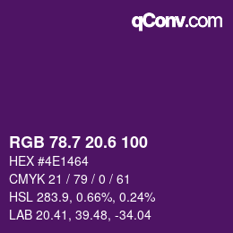 カラーコード: RGB 78.7 20.6 100 | qconv.com