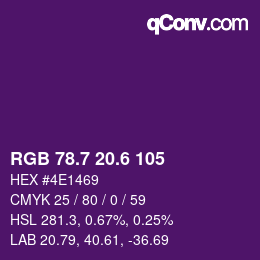 カラーコード: RGB 78.7 20.6 105 | qconv.com
