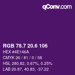 カラーコード: RGB 78.7 20.6 106 | qconv.com