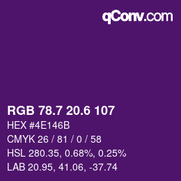カラーコード: RGB 78.7 20.6 107 | qconv.com