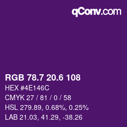 カラーコード: RGB 78.7 20.6 108 | qconv.com