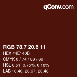 カラーコード: RGB 78.7 20.6 11 | qconv.com