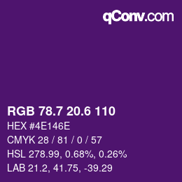 カラーコード: RGB 78.7 20.6 110 | qconv.com