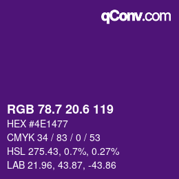 カラーコード: RGB 78.7 20.6 119 | qconv.com