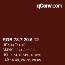 カラーコード: RGB 78.7 20.6 12 | qconv.com