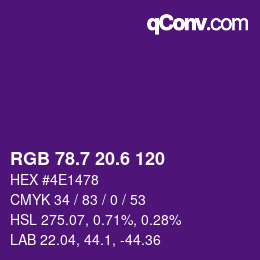 カラーコード: RGB 78.7 20.6 120 | qconv.com