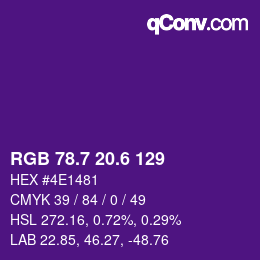 カラーコード: RGB 78.7 20.6 129 | qconv.com