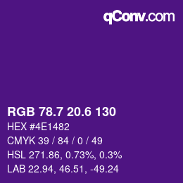 カラーコード: RGB 78.7 20.6 130 | qconv.com