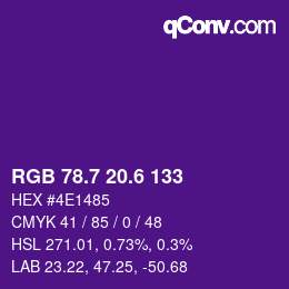 カラーコード: RGB 78.7 20.6 133 | qconv.com