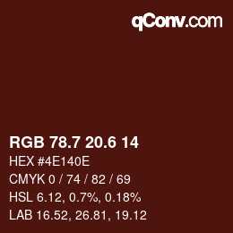 カラーコード: RGB 78.7 20.6 14 | qconv.com