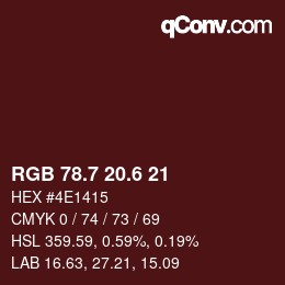 カラーコード: RGB 78.7 20.6 21 | qconv.com