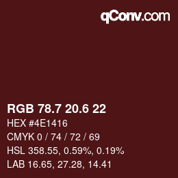 カラーコード: RGB 78.7 20.6 22 | qconv.com