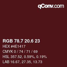 カラーコード: RGB 78.7 20.6 23 | qconv.com