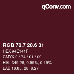 カラーコード: RGB 78.7 20.6 31 | qconv.com
