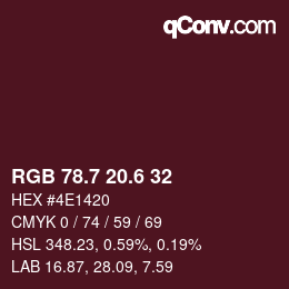 カラーコード: RGB 78.7 20.6 32 | qconv.com