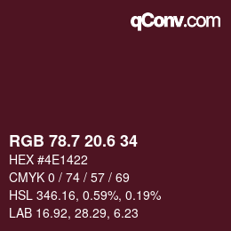 カラーコード: RGB 78.7 20.6 34 | qconv.com