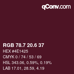 カラーコード: RGB 78.7 20.6 37 | qconv.com