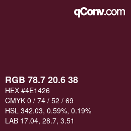 カラーコード: RGB 78.7 20.6 38 | qconv.com