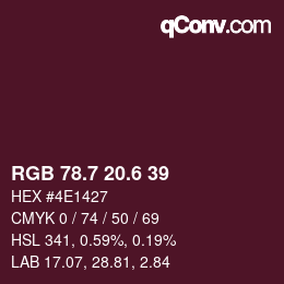 カラーコード: RGB 78.7 20.6 39 | qconv.com