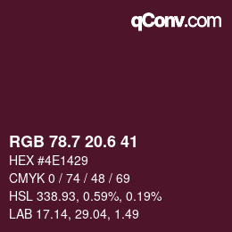 カラーコード: RGB 78.7 20.6 41 | qconv.com