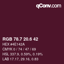 カラーコード: RGB 78.7 20.6 42 | qconv.com