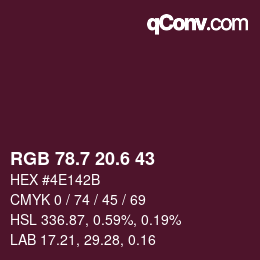 カラーコード: RGB 78.7 20.6 43 | qconv.com