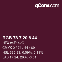 カラーコード: RGB 78.7 20.6 44 | qconv.com